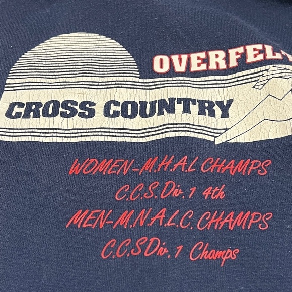 Vintage Overfelt Cross Country Running 1980s Hoodie Blue 80s Sweatshirt - Picture 4 of 6